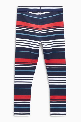 Navy/Red Sporty Stripe Leggings Two Pack (3-16yrs)